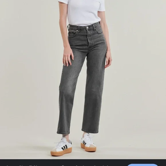 Free people Levi's high rise Women's ribcage straight leg Gray Jeans - Picture 8 of 12